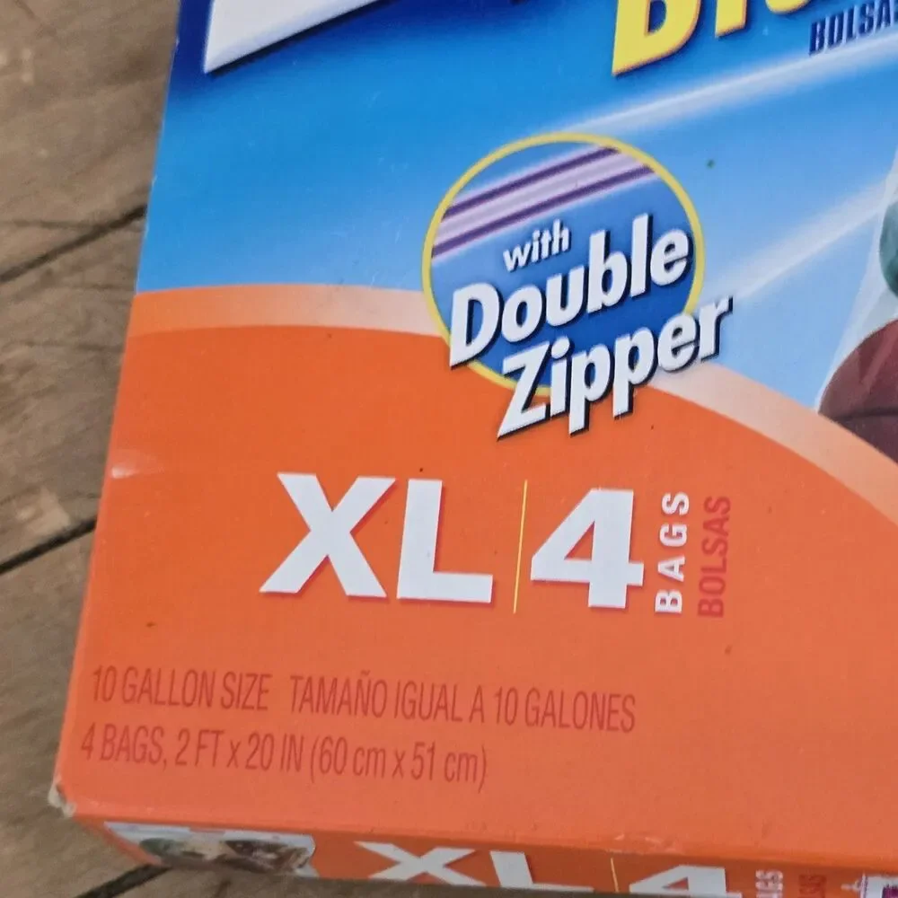 Ziploc Big Bag 4 XL 10 Gallon Double Zip Lock Bags 2ft x 1.7ft Storage Organizer